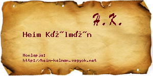 Heim Kálmán névjegykártya